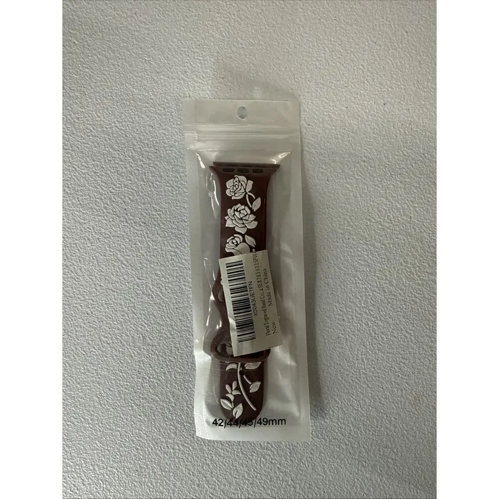 Floral Engraved Band Compatible with Apple Watch 42/44/45/49mm